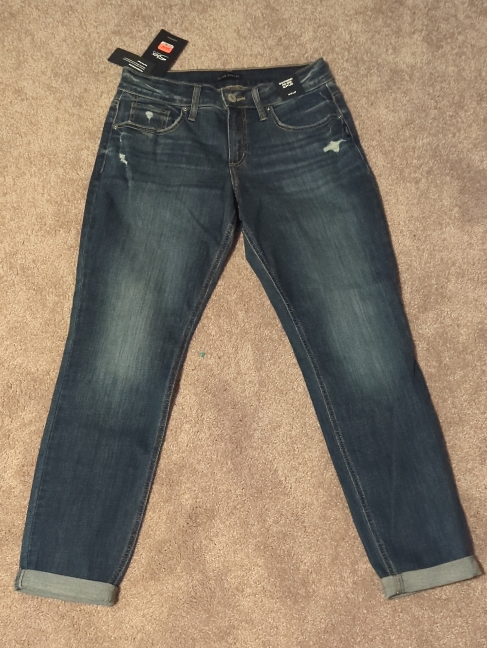 Silver Jeans Indigo Boyfriend Jeans with Subtle Distressing